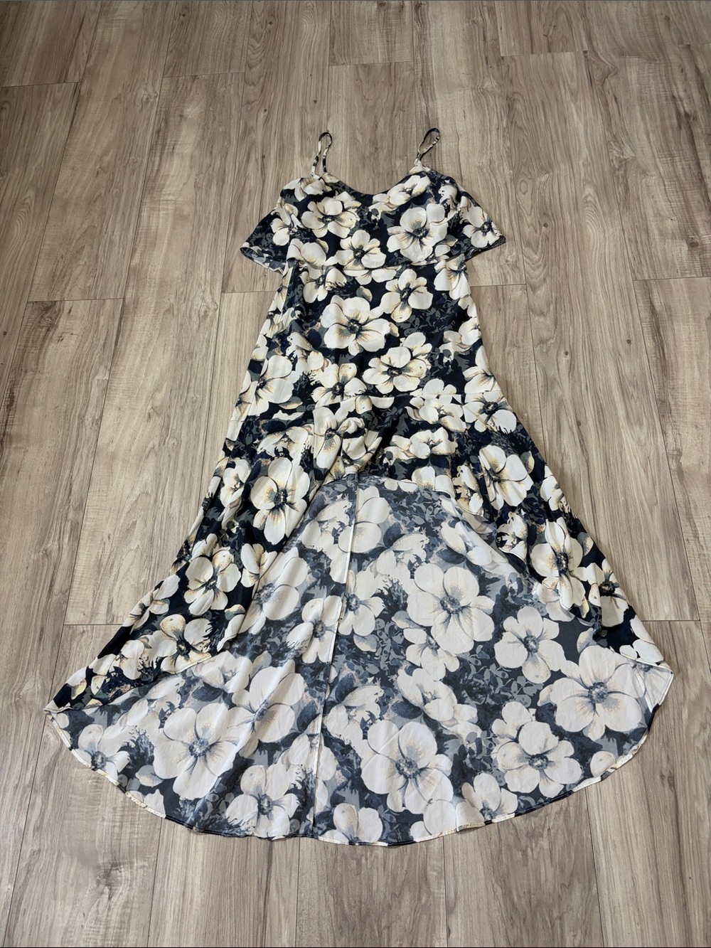 INTERMIX Black and Cream Floral Maxi Dress